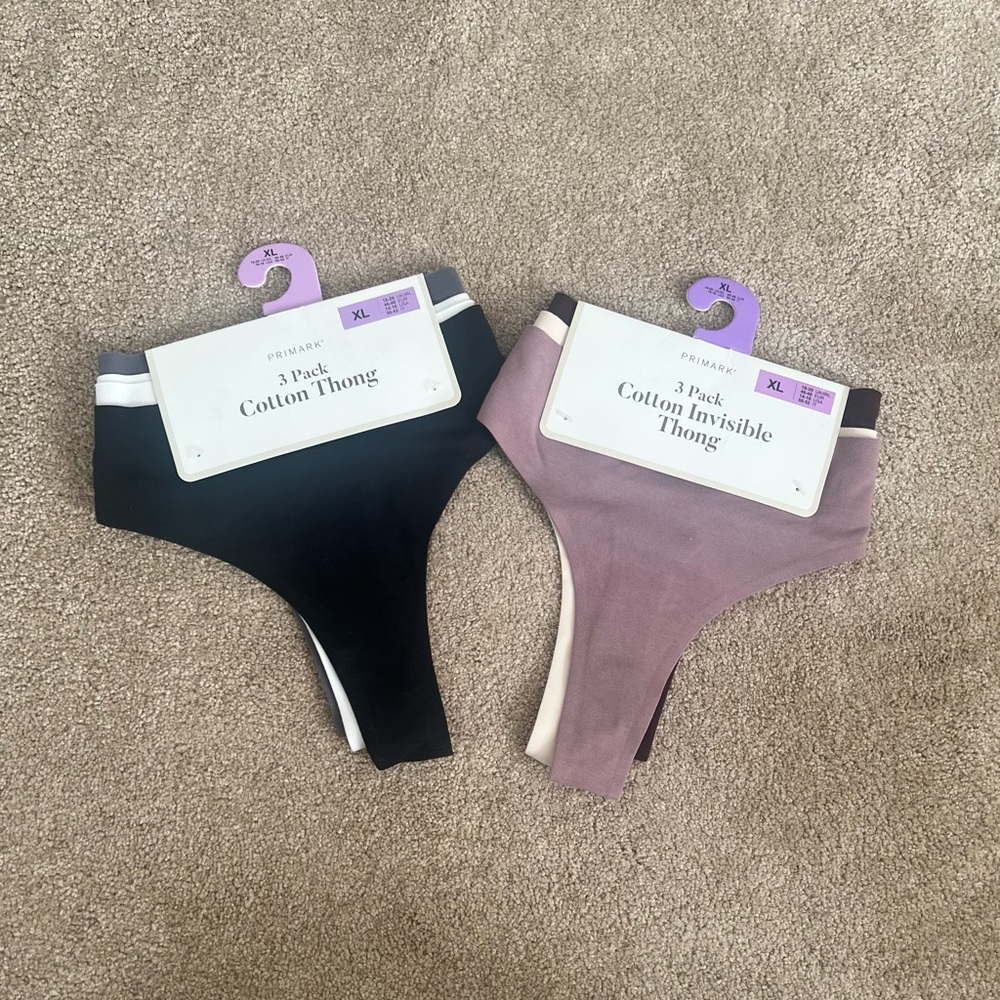 Two 3-pack Women’s Cotton Thongs XL
